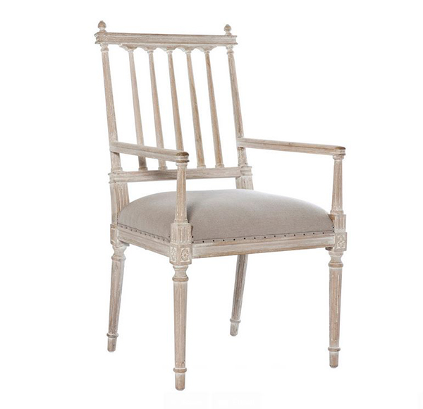 Coyle Shabby French Antique White Dining Arm Chair