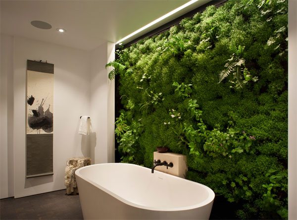 green plants bathroom wall decor