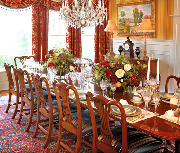 dining room table flower arrangements