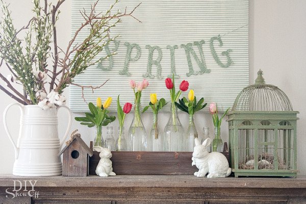 Spring Mantel Decorating