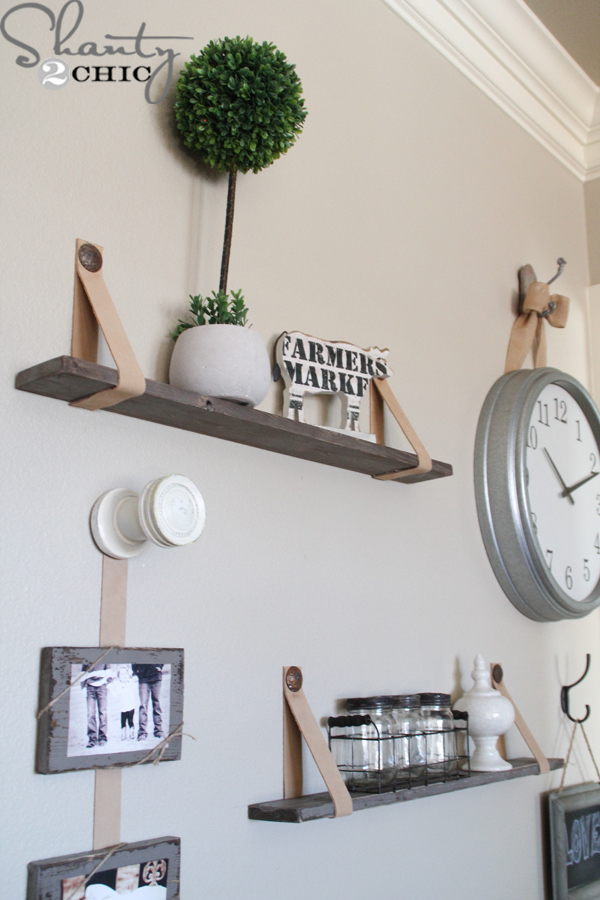 DIY Shelves with Leather Straps