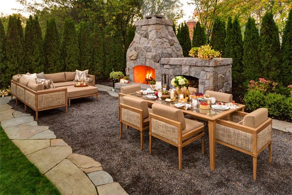 patio fireplace gravel