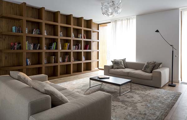 bookshelf study area