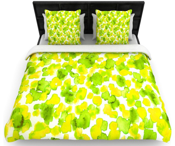 blotted green bed sheets