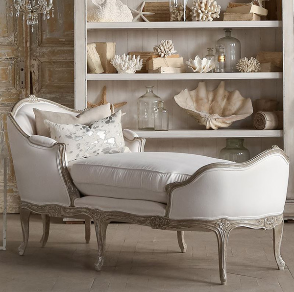Eloquence Marie Antoinette Chaise in Silver-Two Tone Finish