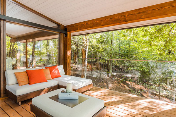 orange accent living room