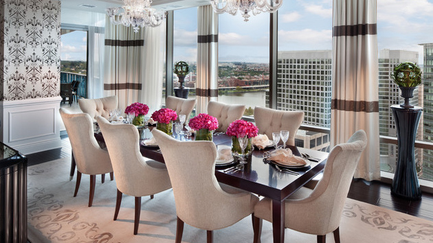 dining room with flower images