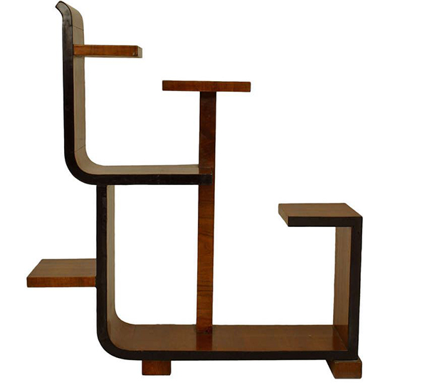 French Art Deco Asymmetrical Walnut Etagere