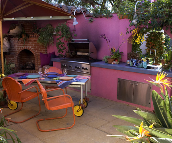 pink outdoor kitchen