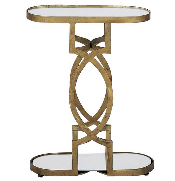 Natasha Art Deco Antique Brass Geometric Side End Tables