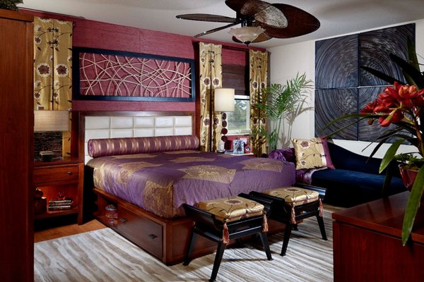 gold purple bed design