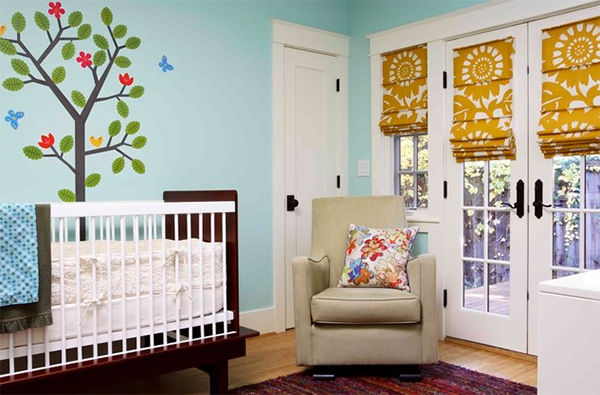 Nursery room floral shades