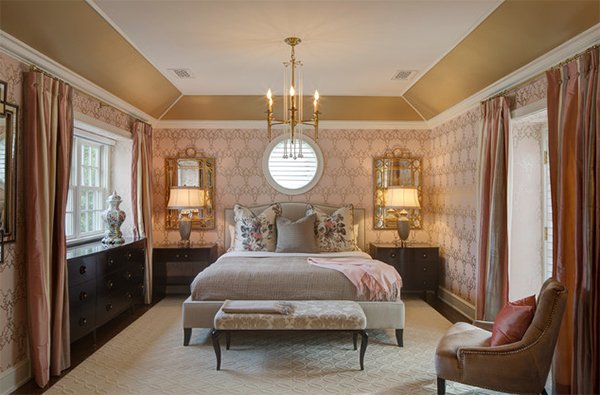 gold chandelier bedroom