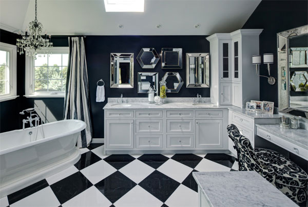 contrasting tile bathroom flooring ideas