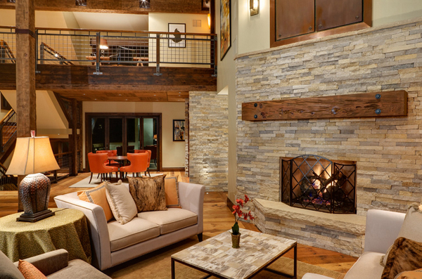 living room with bronze fixtures