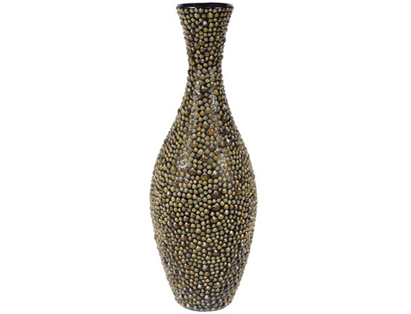 Yellow Pebble Accented Ceramic Vase