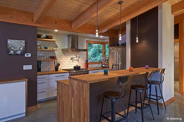 wooden kitchen counter