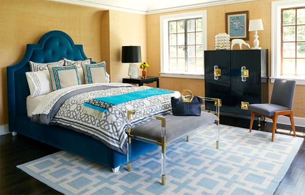 Bedroom blue geometric pattern