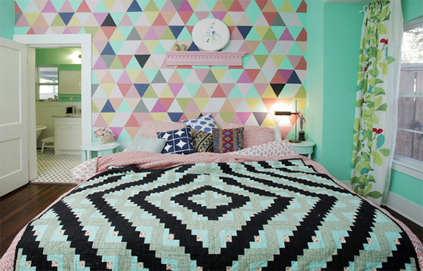 colorful triangle wall pattern