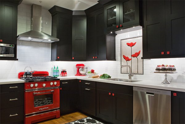 color scheme idea: 20 red, black and white kitchen designs | home