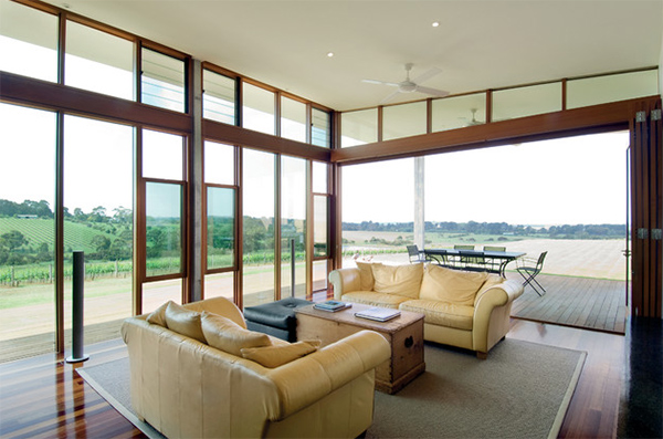 living room with garden view