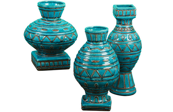 Carved Turquoise Vases
