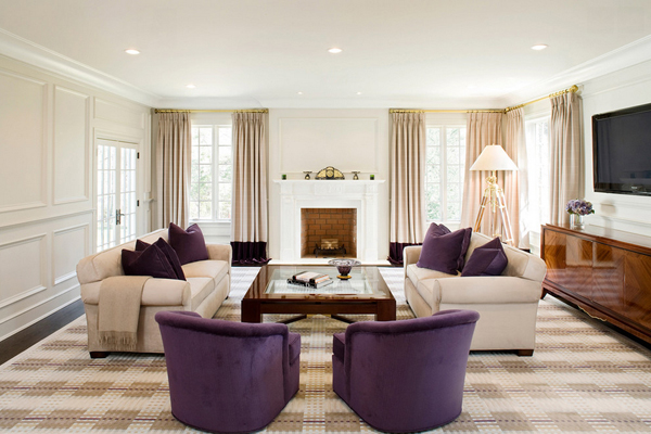 purple gold living room design