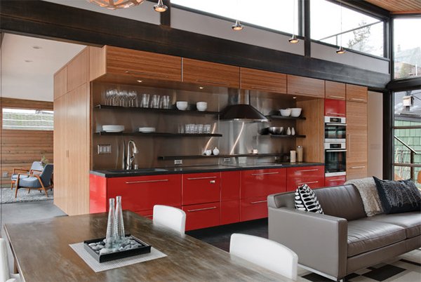 Red Dark White Kitchen Decor