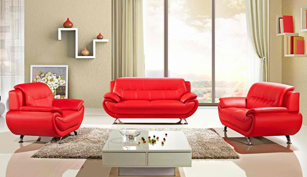 red leather living room furniture