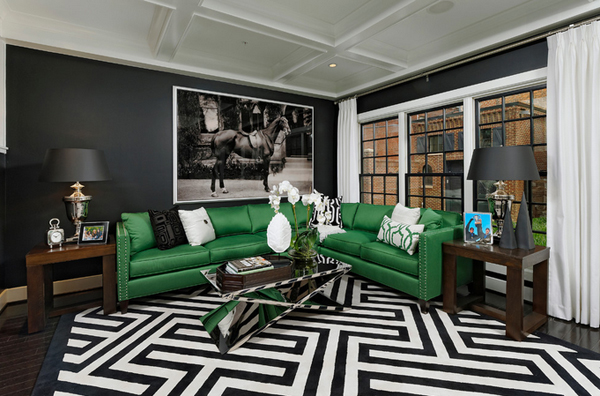 black and green living room