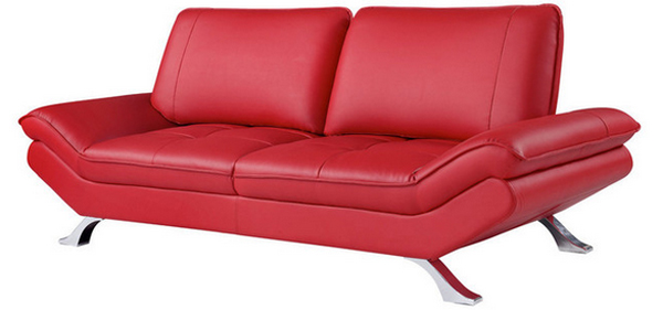 red leather sofa