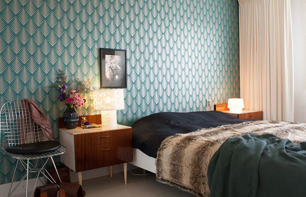 patterned wallpaper bedroom