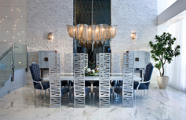 Contemporary Dining Room with Metal Chair