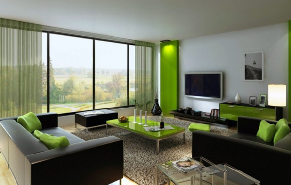 20 Gorgeous Black and Green Living Rooms | Home Design Lover