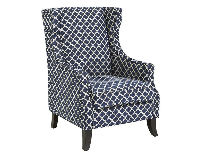 patterned wingback armchair