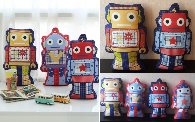 Robot Toy Fabric Plush Softie Play Cushion