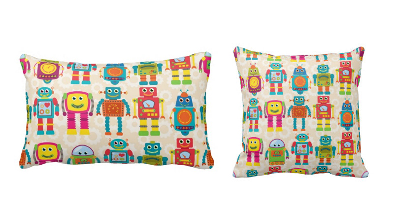 Colourful Kids Robot Cushion