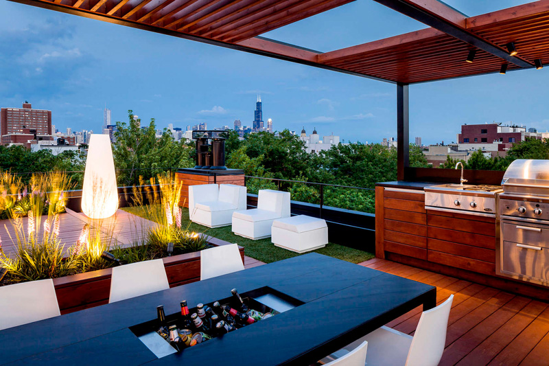 Gorgeous Rooftop  Design  with City Views of Chicago Home 