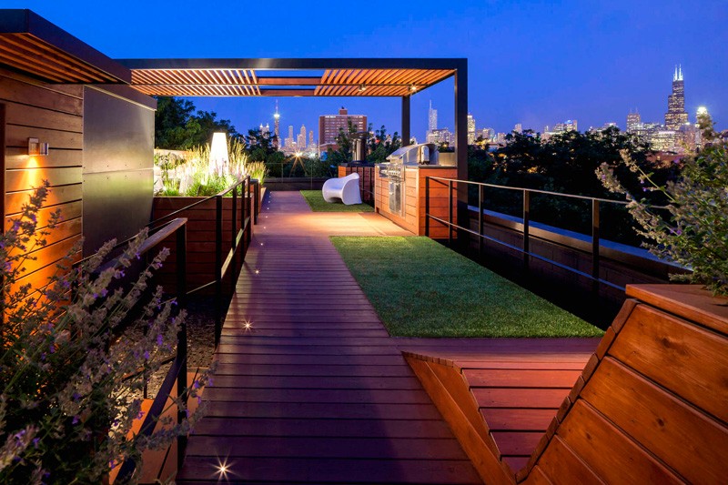 roof top wooden deck