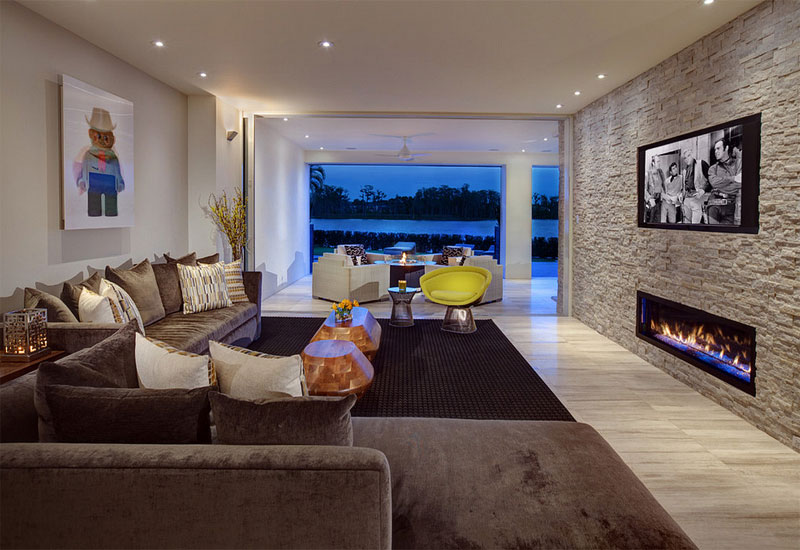 fashionable fire pit contemporary living room