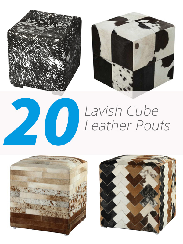 cube leather poufs