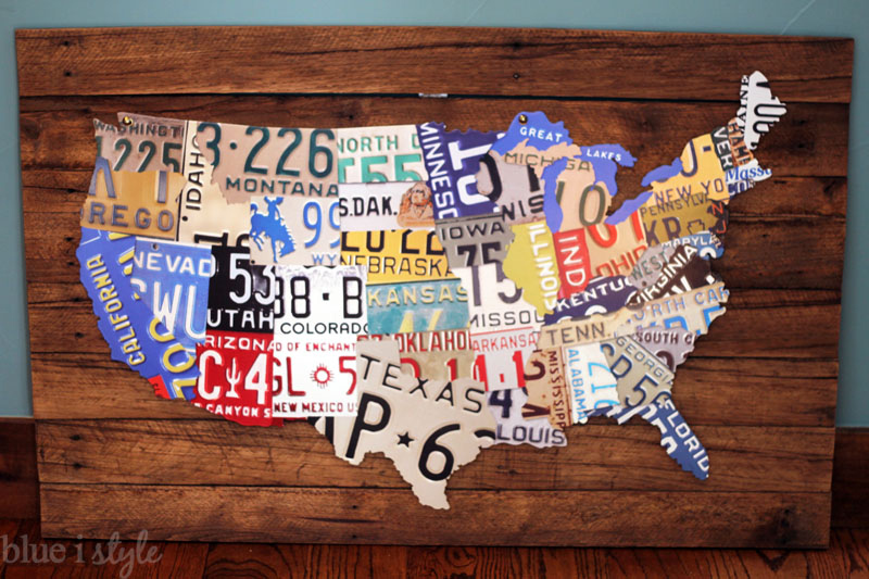 License Plate Map Wall Art