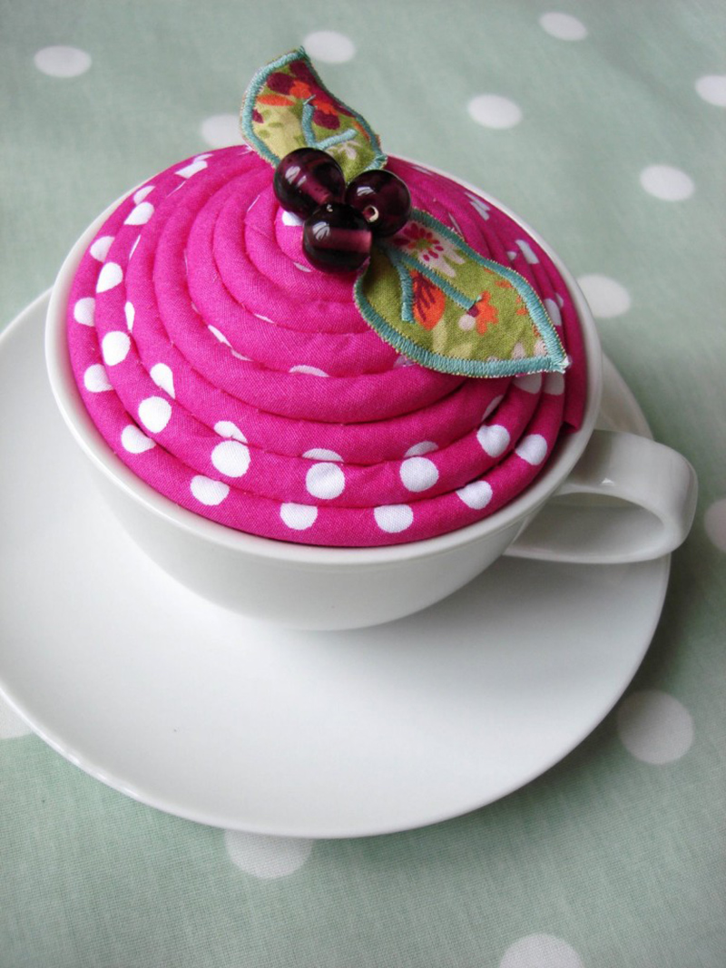 Polka Dot Teacup Pincushion