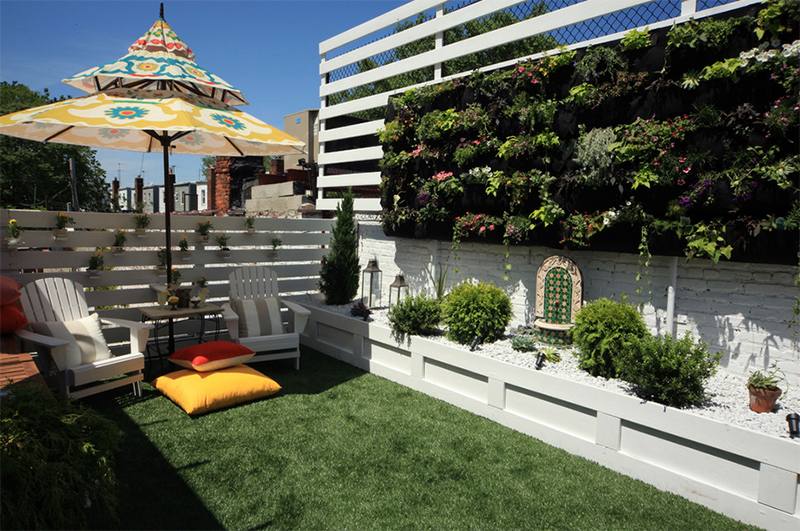 built-in planters fence