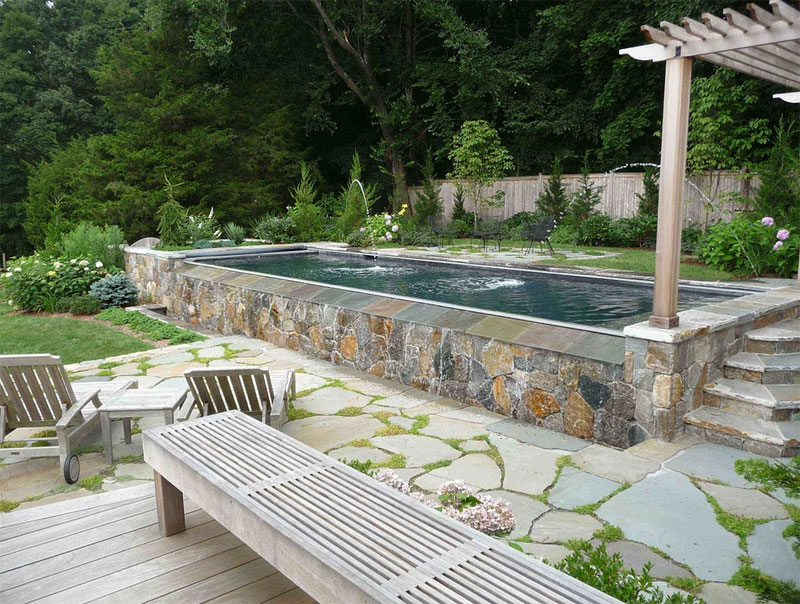 above ground pool landscaping rocks