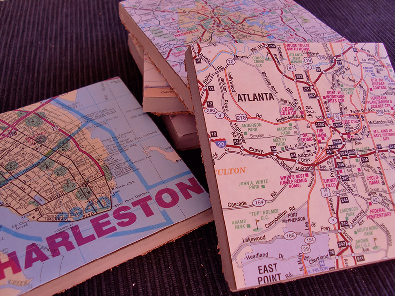 DIY Map Coasters