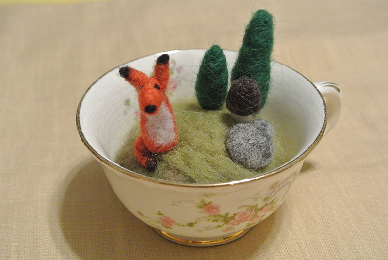 Forest Pincushion in a Teacup