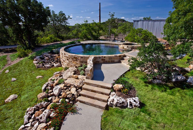 above ground pool landscaping rocks