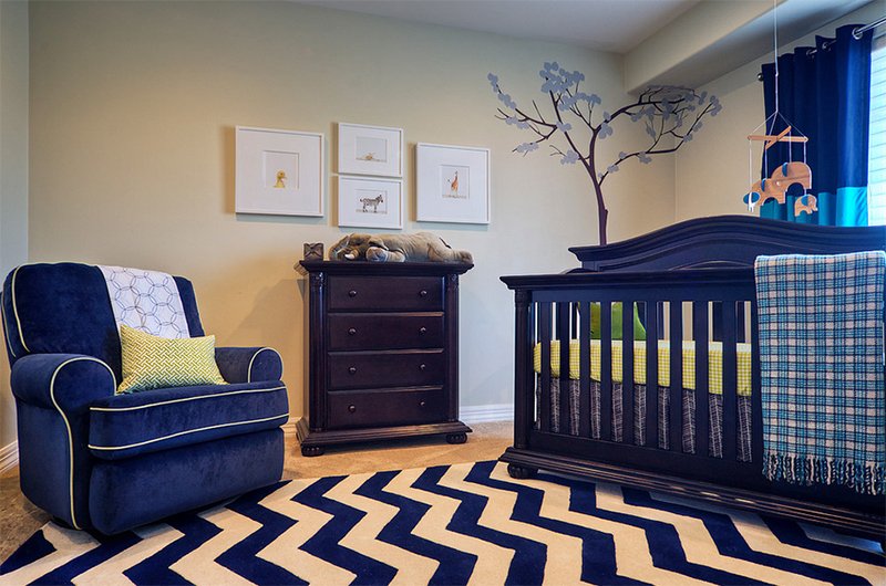 blue furnitures nursery room