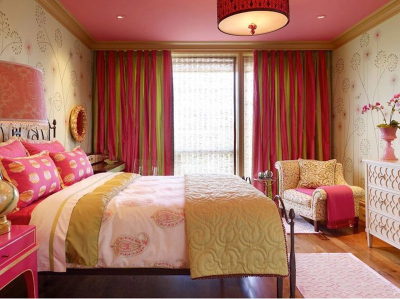 Simple Green Pink Bedroom Ideas with Simple Decor